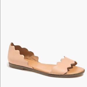 J.Crew leather scalloped peep-toe flats